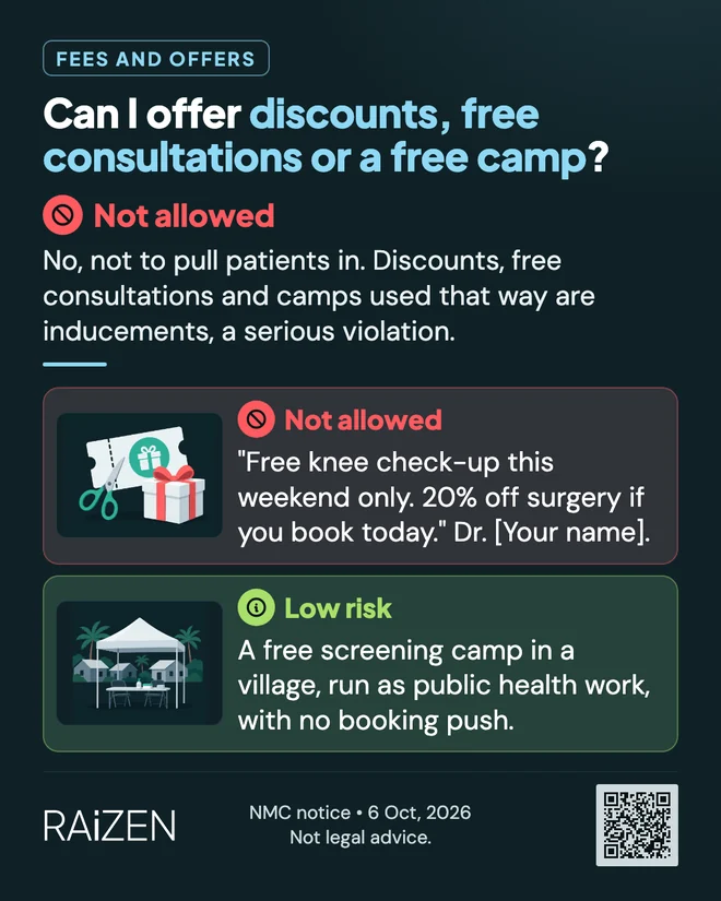 Can I offer discounts, free consultations or a free camp?
