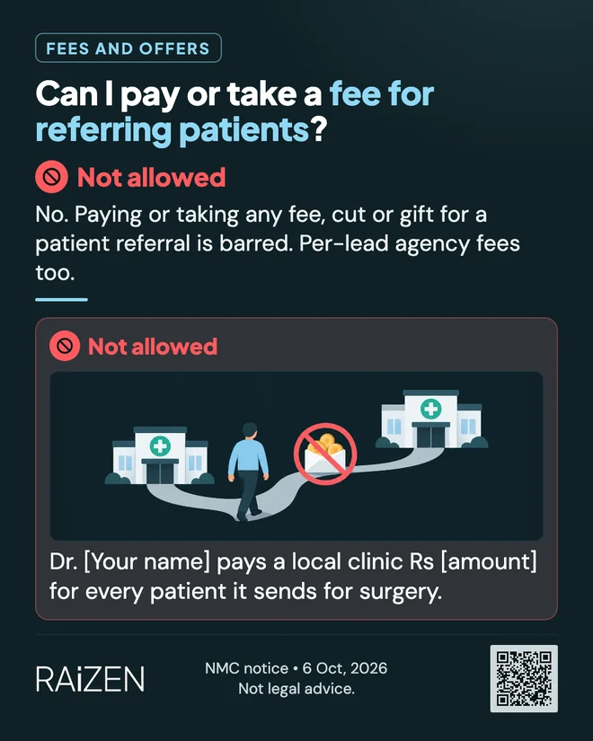 Can I pay or take a fee for referring patients?