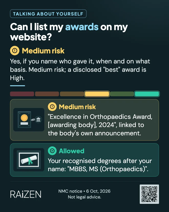 Can I list my awards on my website?
